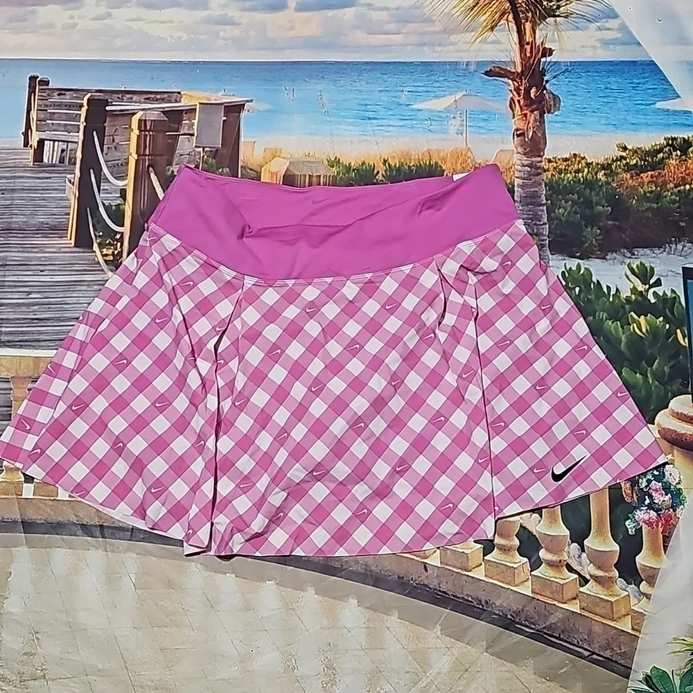 Nike Pink Checkered Skort Size XL New - Picture 2 of 9